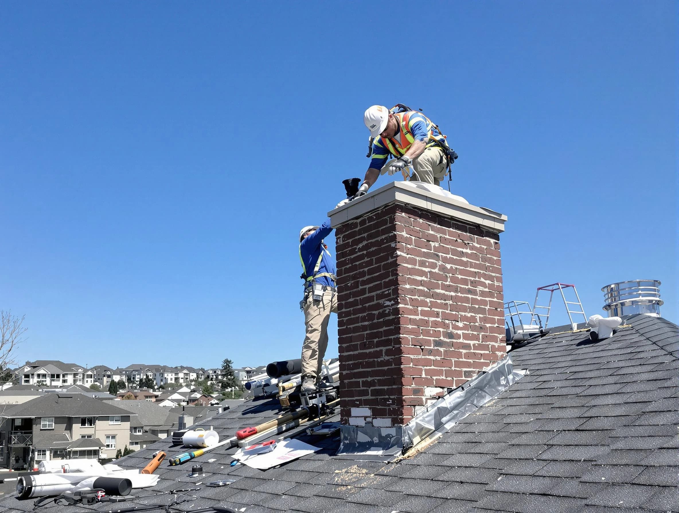 Hyrum Chimney Sweep repairing a chimney crown in Hyrum, UT