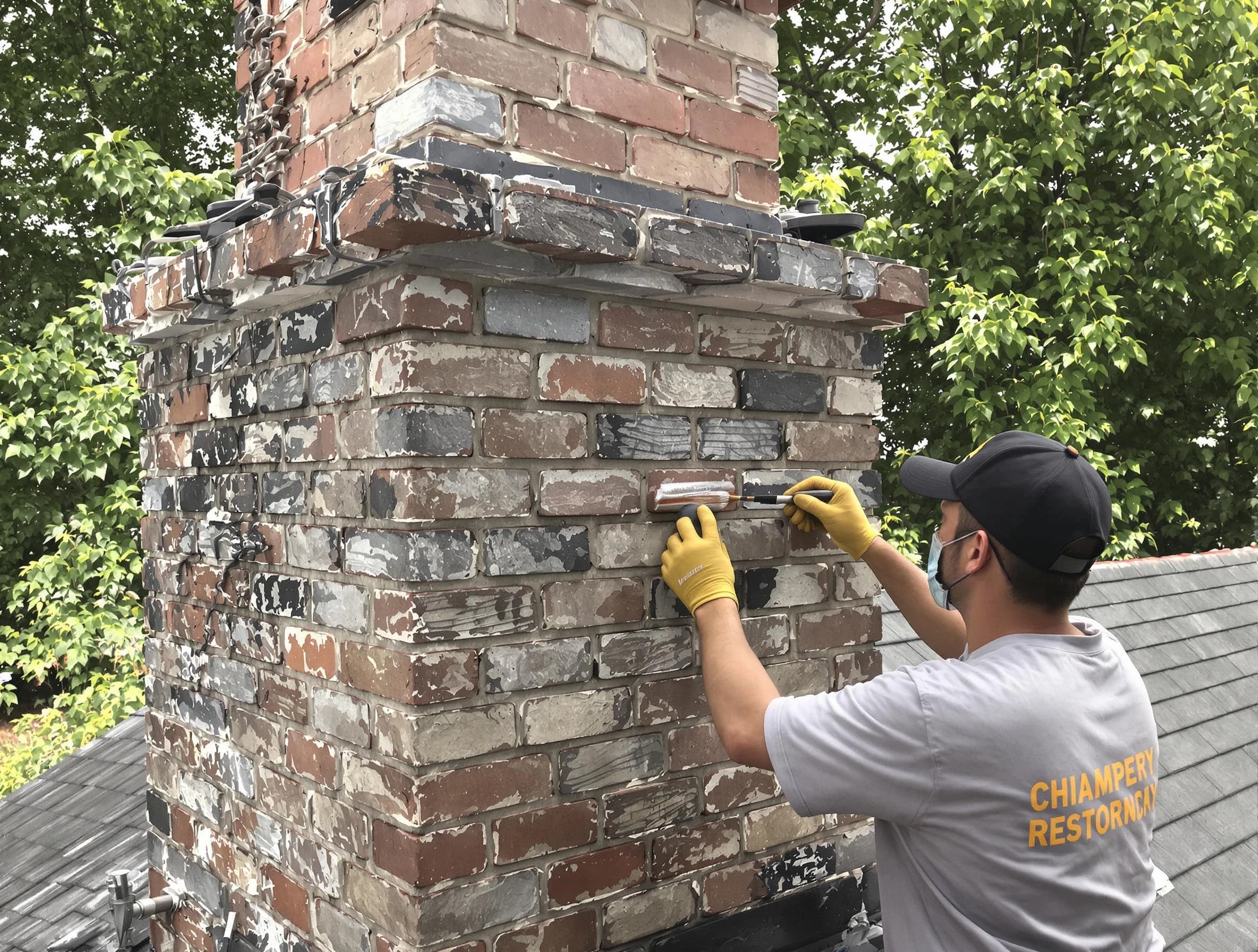 In-progress chimney restoration by Hyrum Chimney Sweep in Hyrum, UT