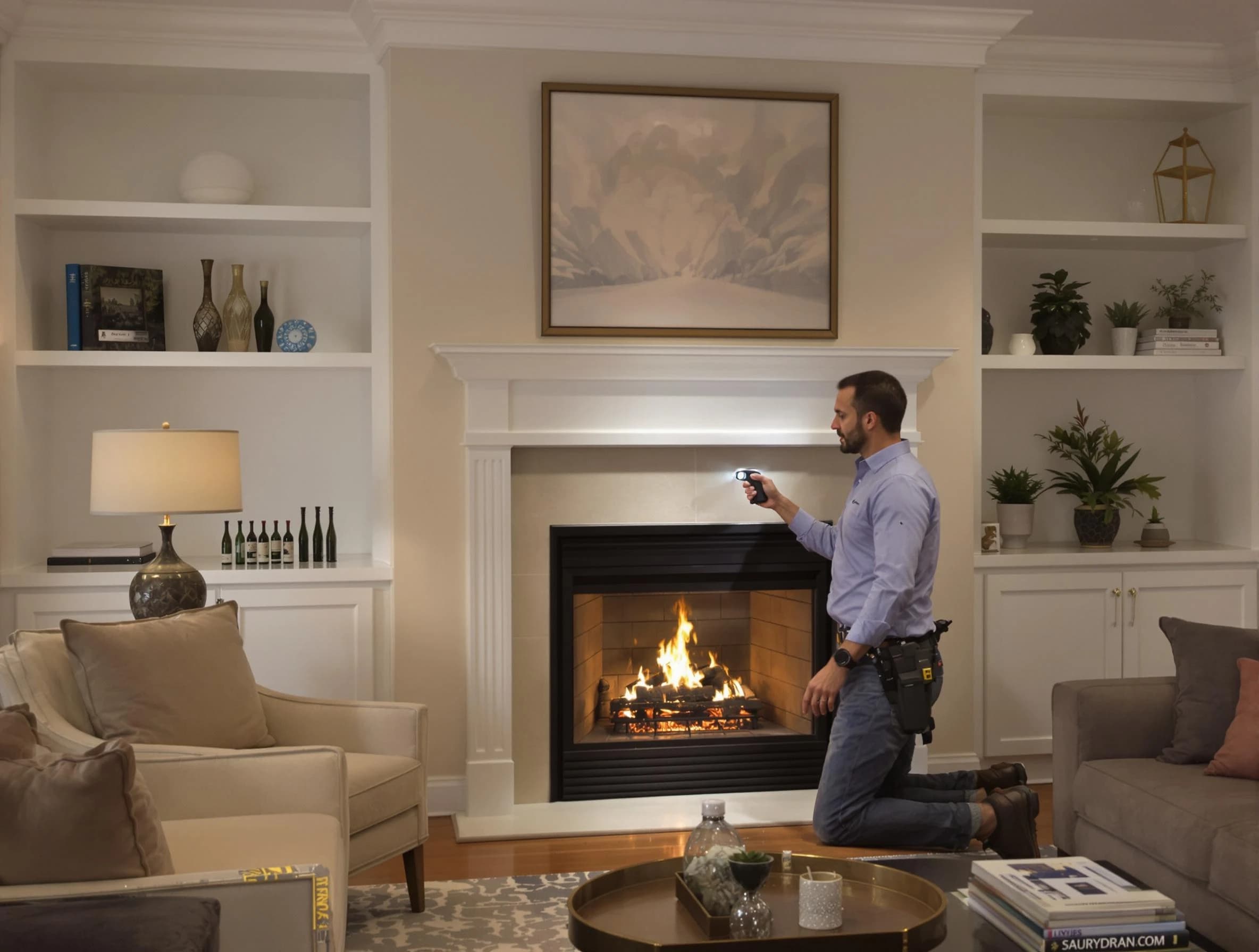 Hyrum Chimney Sweep conducting a fireplace safety inspection in Hyrum, UT