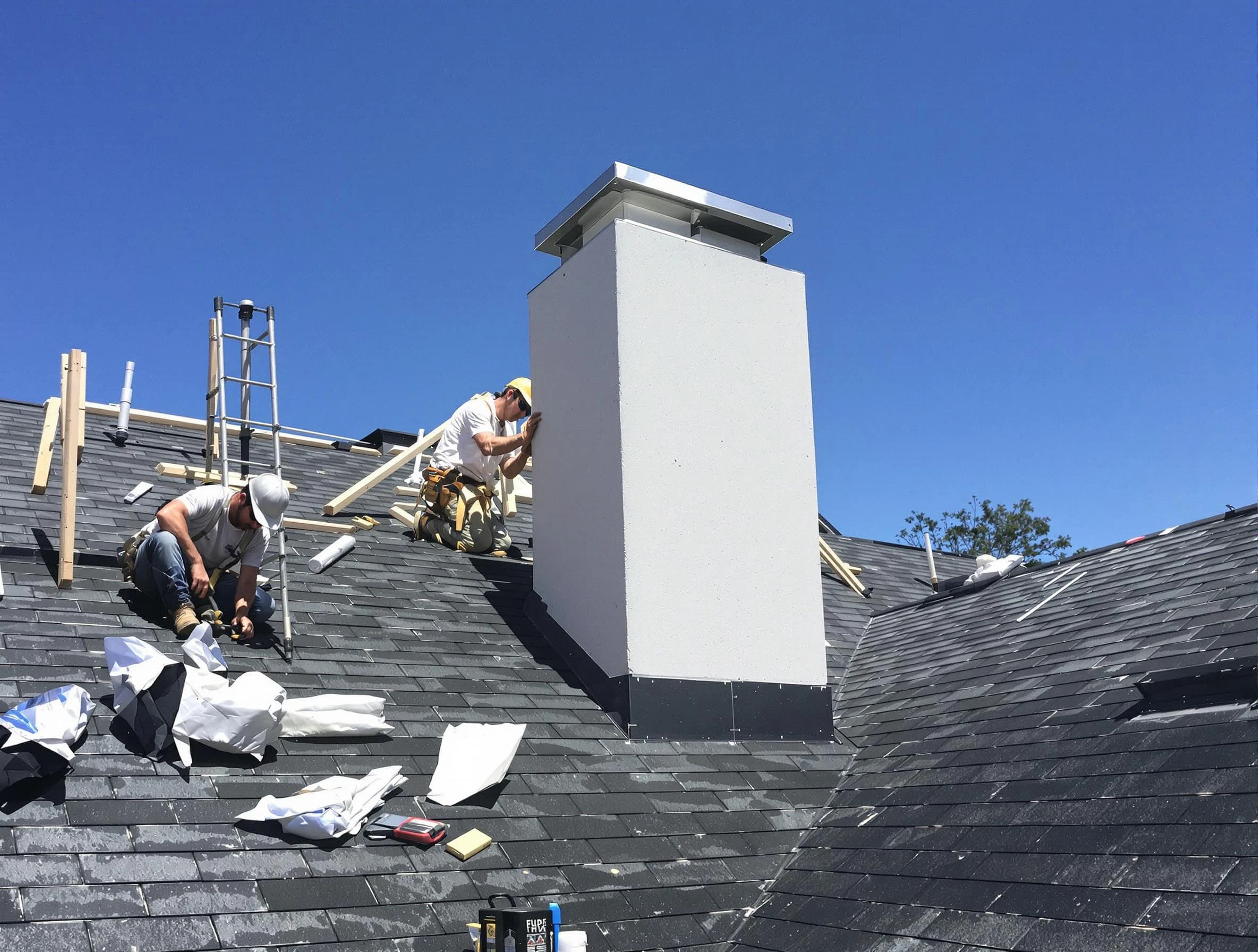Hyrum Chimney Sweep crew installing a new chimney in Hyrum, UT