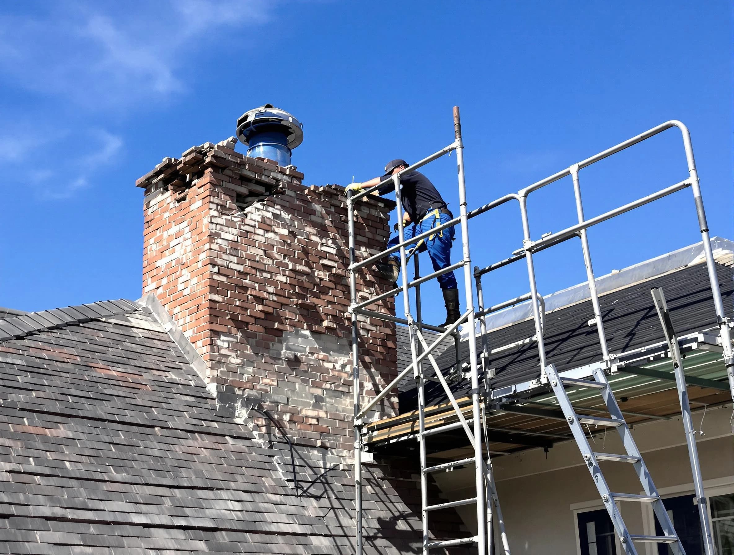 Rebuilding a chimney structure by Hyrum Chimney Sweep in Hyrum, UT