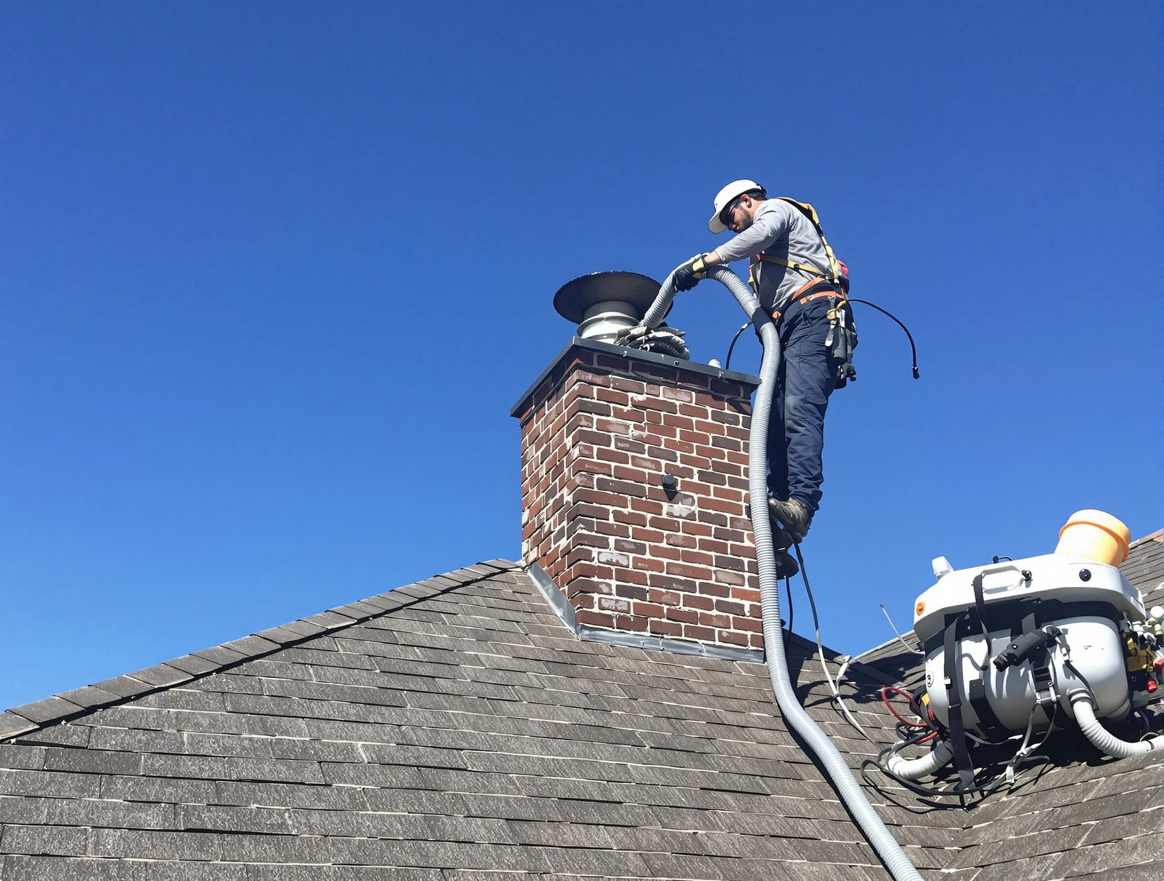 Dedicated Hyrum Chimney Sweep team member cleaning a chimney in Hyrum, UT